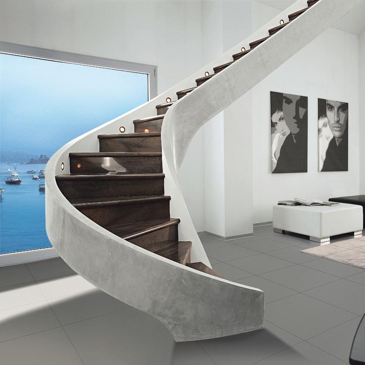 Scale elicoidali in cemento: una materia rude si fa “raffinata”